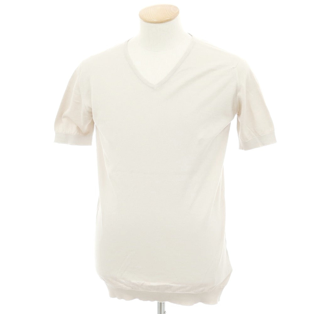 【中古】ジョンスメドレー JOHN SMEDLEY ハイゲージコットン 半袖Vネックニット グレージュ【 S 】【 状態ランクB 】【 メンズ 】