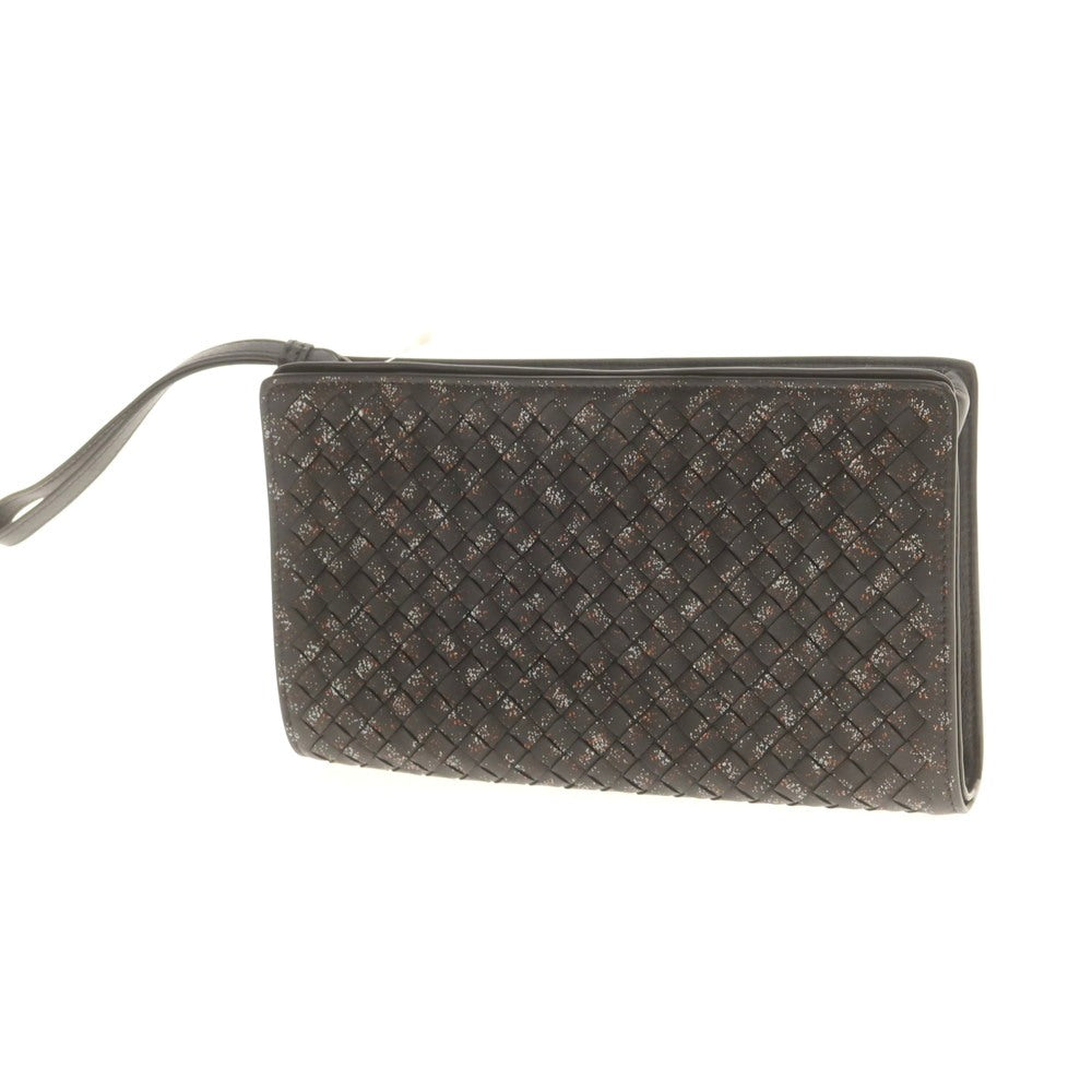 【中古】ボッテガヴェネタ BOTTEGAVENETA イントレチャート レザー セカンドバッグ ブラック【 状態ランクB 】【 メンズ 】 [BPD]