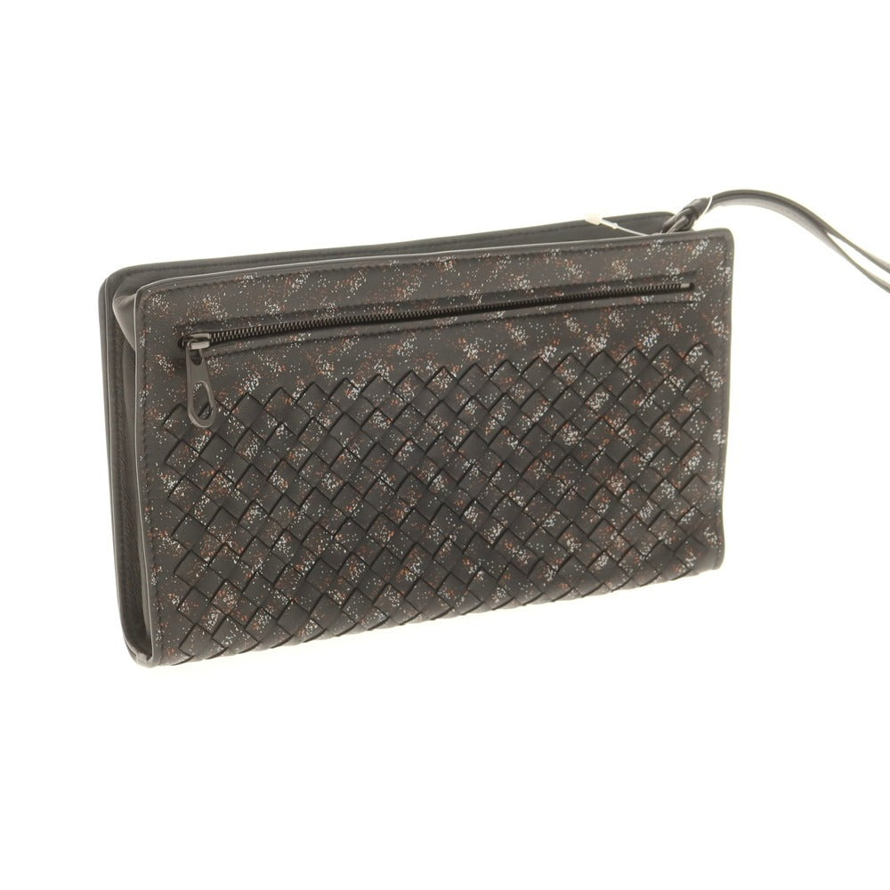 【中古】ボッテガヴェネタ BOTTEGAVENETA イントレチャート レザー セカンドバッグ ブラック【 状態ランクB 】【 メンズ 】 [BPD]