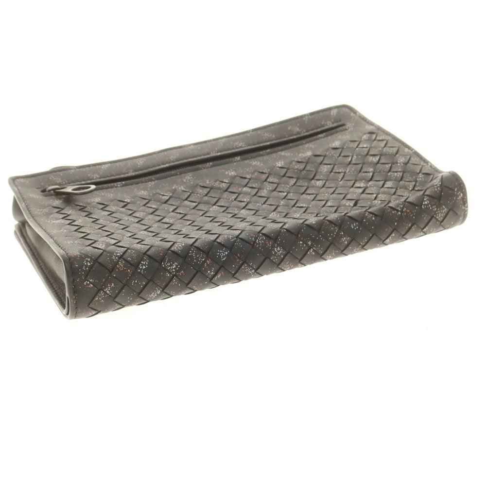 【中古】ボッテガヴェネタ BOTTEGAVENETA イントレチャート レザー セカンドバッグ ブラック【 状態ランクB 】【 メンズ 】 [BPD]