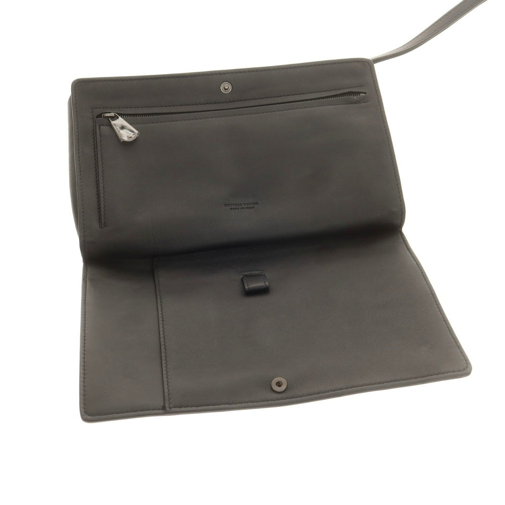 【中古】ボッテガヴェネタ BOTTEGAVENETA イントレチャート レザー セカンドバッグ ブラック【 状態ランクB 】【 メンズ 】 [BPD]