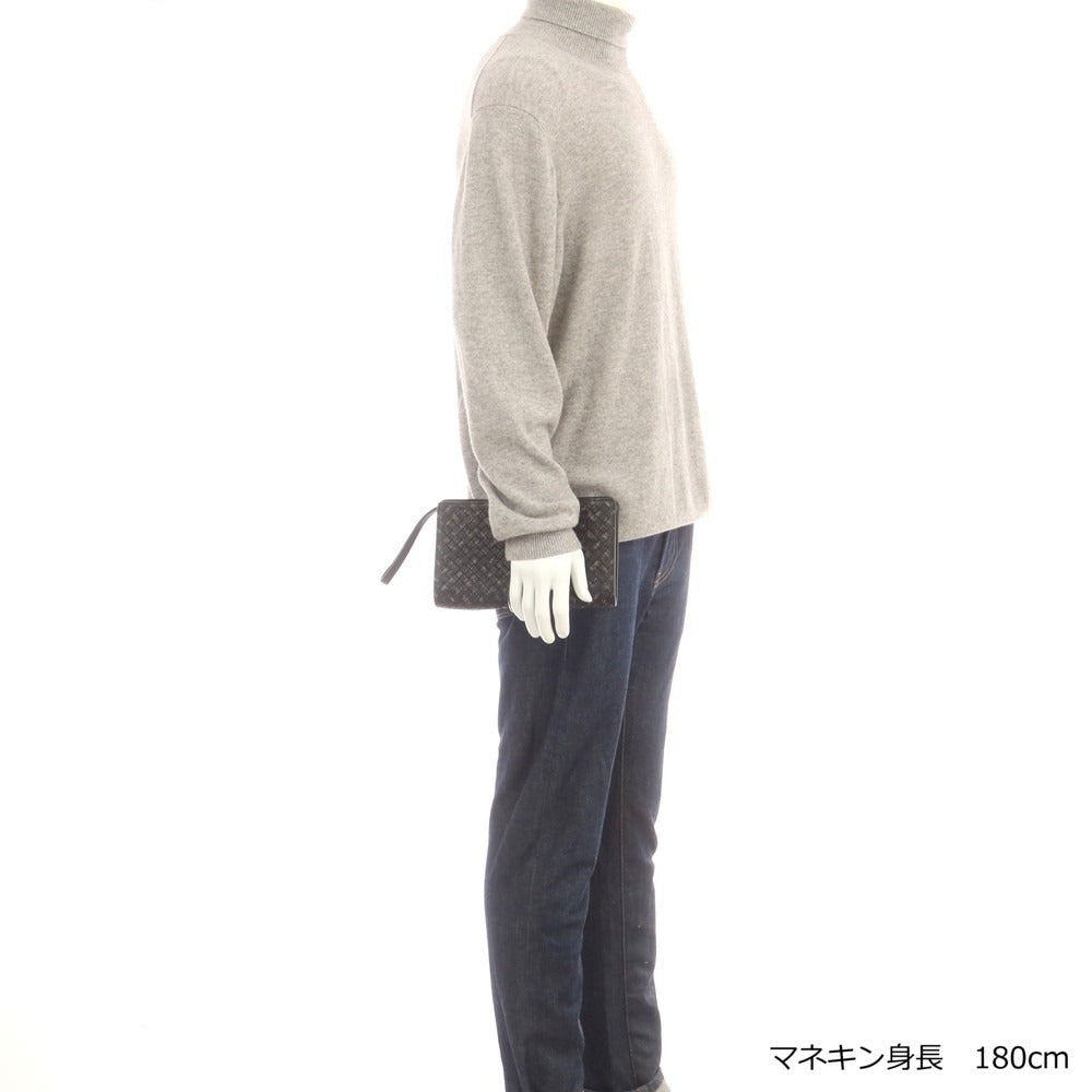 【中古】ボッテガヴェネタ BOTTEGAVENETA イントレチャート レザー セカンドバッグ ブラック【 状態ランクB 】【 メンズ 】 [BPD]