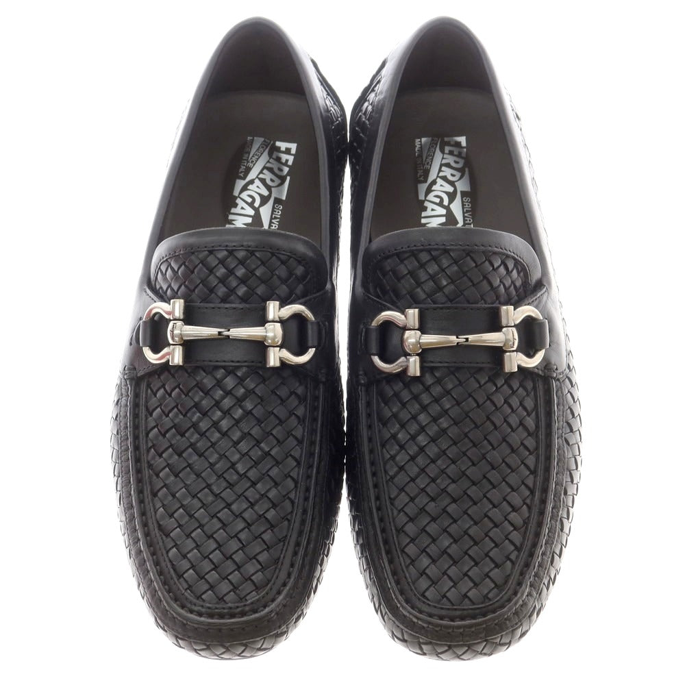 【中古】【未使用】サルヴァトーレフェラガモ Salvatore Ferragamo イントレチャートレザー ビット ドライビングシューズ ブラック【 7 】【 状態ランクS 】【 メンズ 】