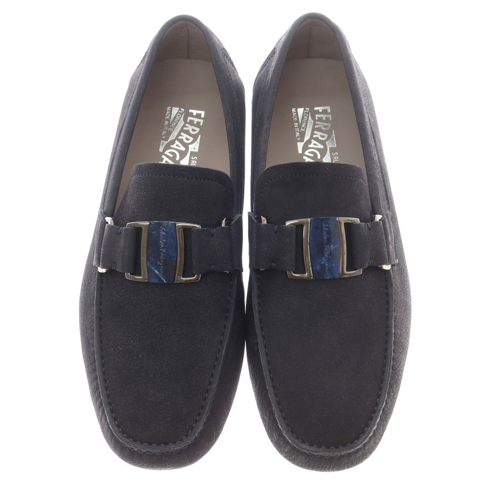 【中古】【未使用】サルヴァトーレフェラガモ Salvatore Ferragamo ドライビングシューズ ネイビー【 7 】【 状態ランクS 】【 メンズ 】