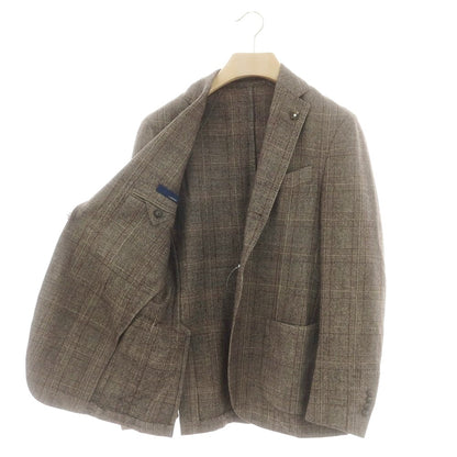 【中古】ラルディーニ LARDINI シルクウール チェック テーラードジャケット グレー【 46 】【 状態ランクC 】【 メンズ 】