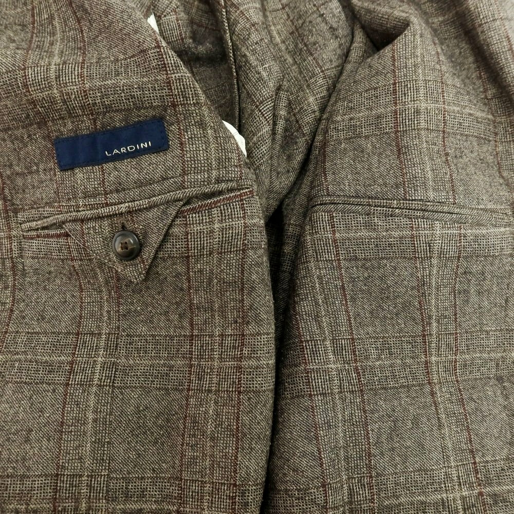 【中古】ラルディーニ LARDINI シルクウール チェック テーラードジャケット グレー【 46 】【 状態ランクC 】【 メンズ 】