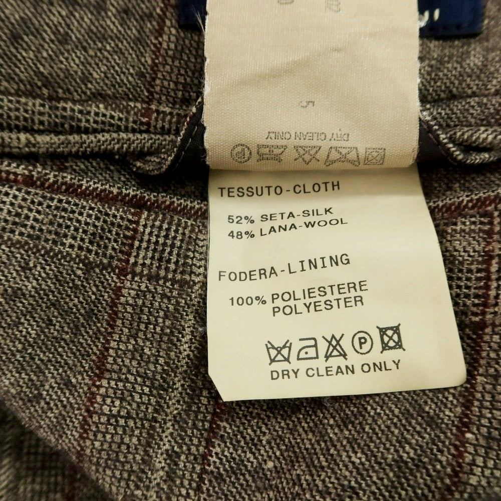 【中古】ラルディーニ LARDINI シルクウール チェック テーラードジャケット グレー【 46 】【 状態ランクC 】【 メンズ 】