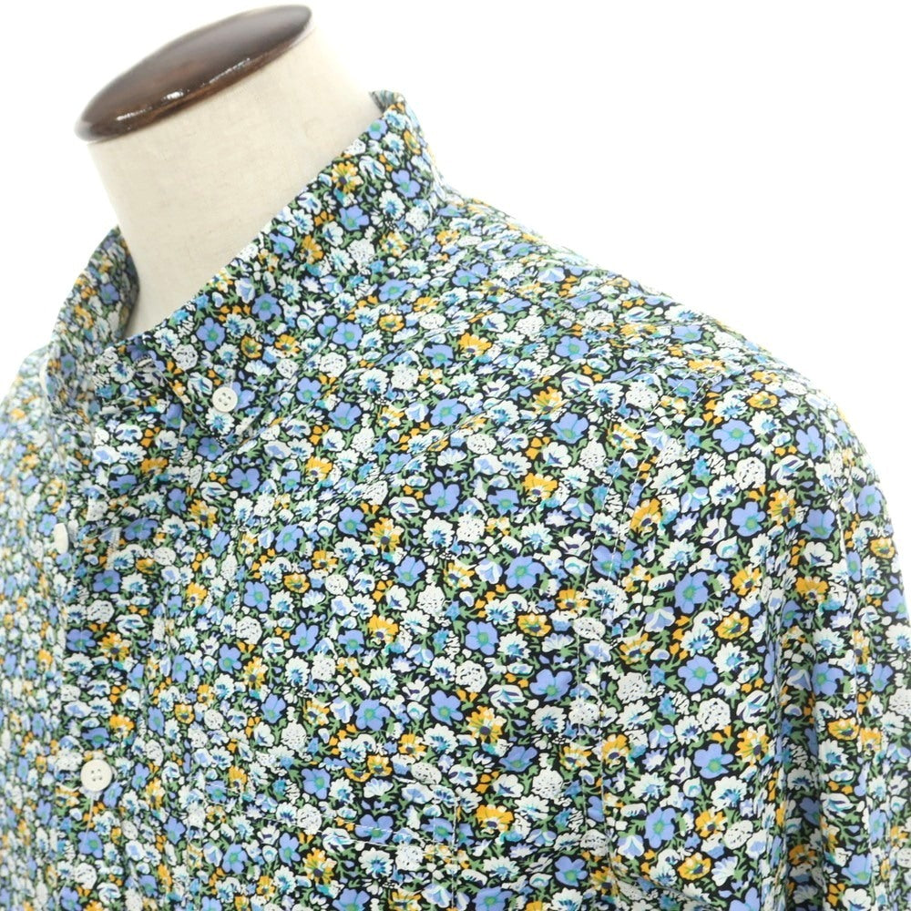 【中古】オックスフォードラッズ OXFORD LADS コットン 花柄 ボタンダウン カジュアルシャツ ブルー系xブラック【サイズL】【 状態ランクB 】【 メンズ 】[BPD]