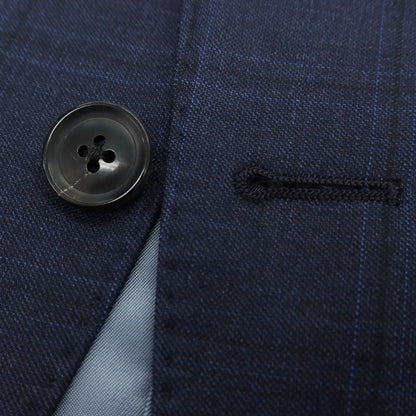 【中古】アザブテーラー azabu tailor ウール チェック 2つボタンスーツ ネイビー【 42 】【 状態ランクC 】【 メンズ 】