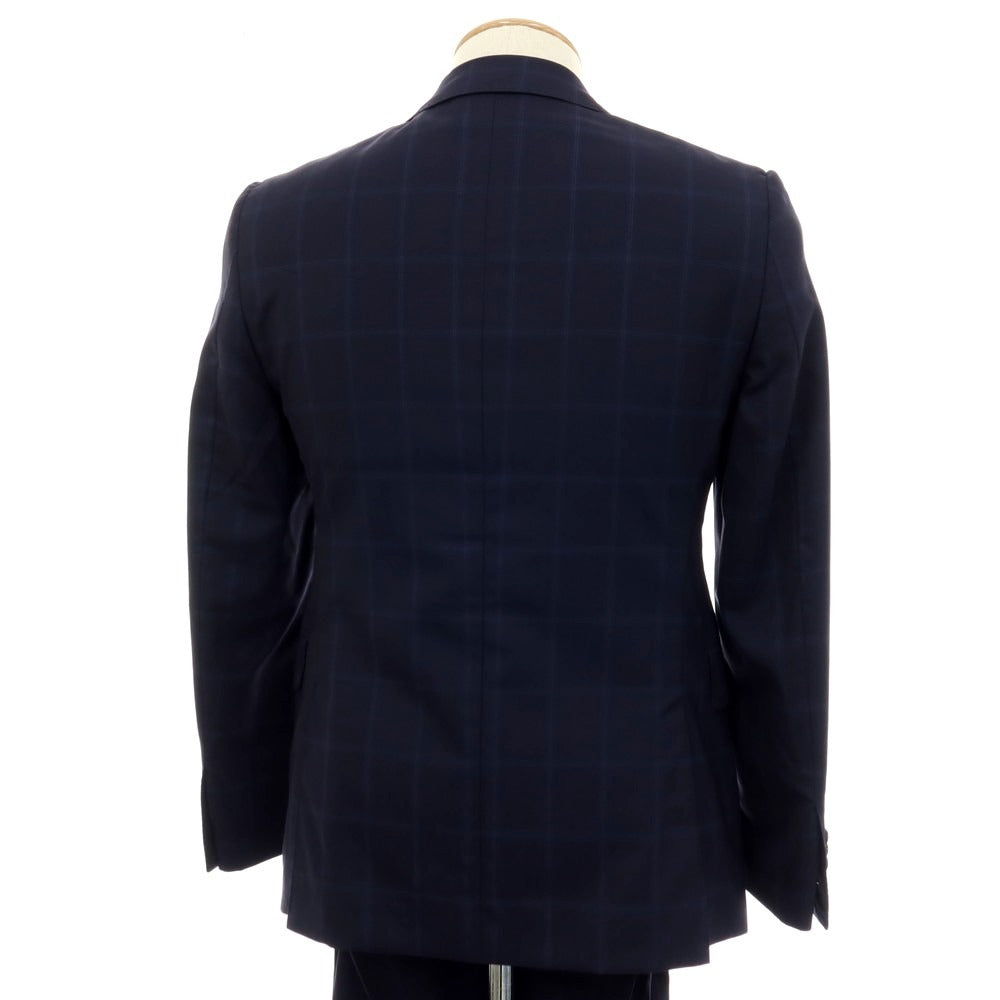 【中古】アザブテーラー azabu tailor ウール チェック 2つボタンスーツ ネイビーxブルー【サイズ上40/下76】【 状態ランクC 】【 メンズ 】