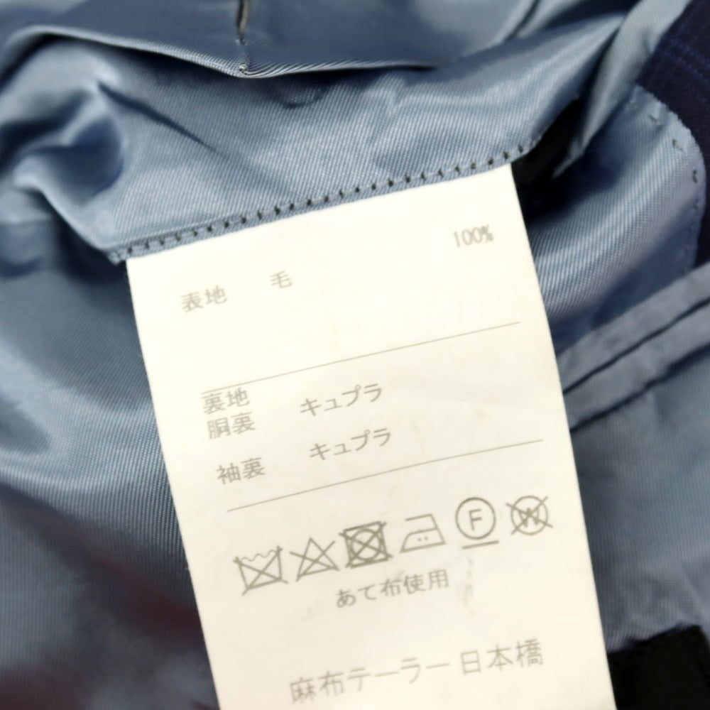 【中古】アザブテーラー azabu tailor ウール チェック 2つボタンスーツ ネイビーxブルー【 サイズ上40/下76 】【 状態ランクC 】【 メンズ 】 [BPD]