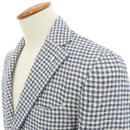 【中古】エルビーエム1911 L.B.M.1911 コットンナイロンリネン チェック 2B カジュアルジャケット ネイビーxホワイト【 46 】【 状態ランクC 】【 メンズ 】