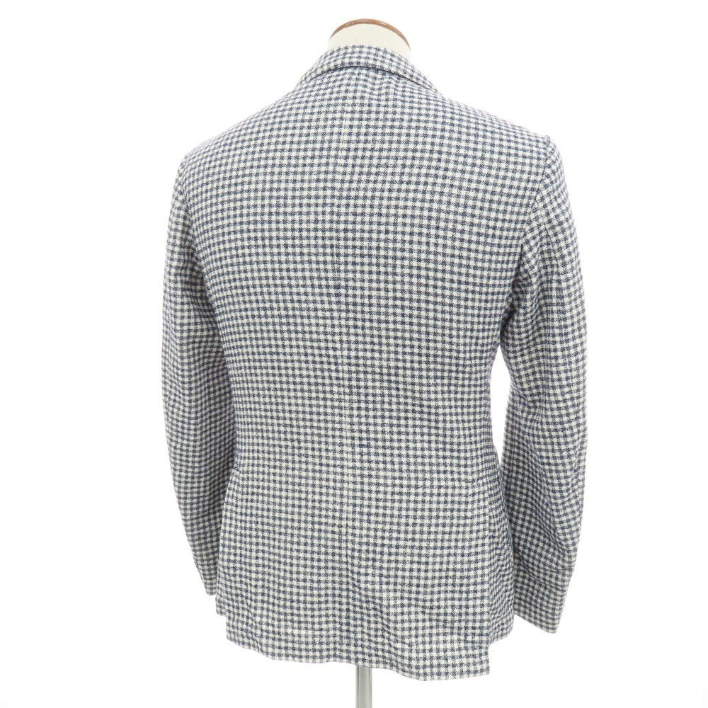 【中古】エルビーエム1911 L.B.M.1911 コットンナイロンリネン チェック 2B カジュアルジャケット ネイビーxホワイト【 46 】【 状態ランクC 】【 メンズ 】