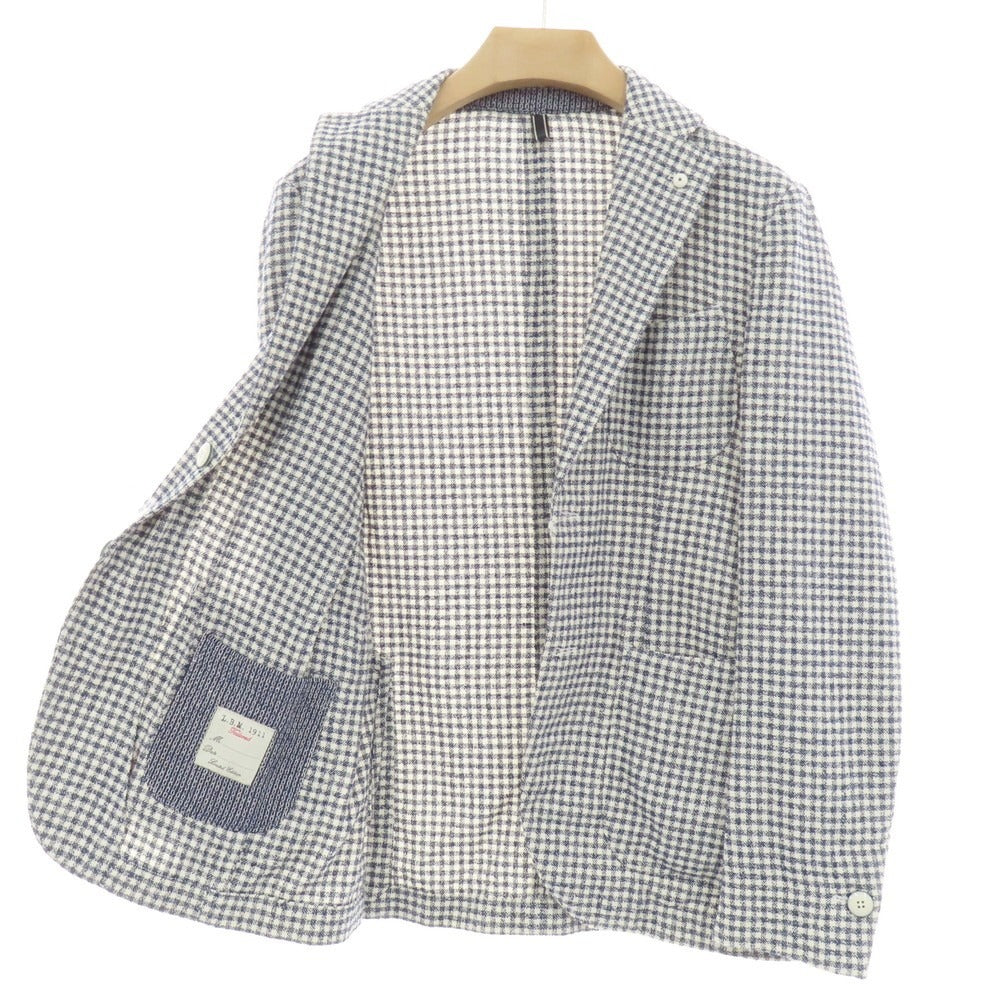 【中古】エルビーエム1911 L.B.M.1911 コットンナイロンリネン チェック 2B カジュアルジャケット ネイビーxホワイト【 46 】【 状態ランクC 】【 メンズ 】