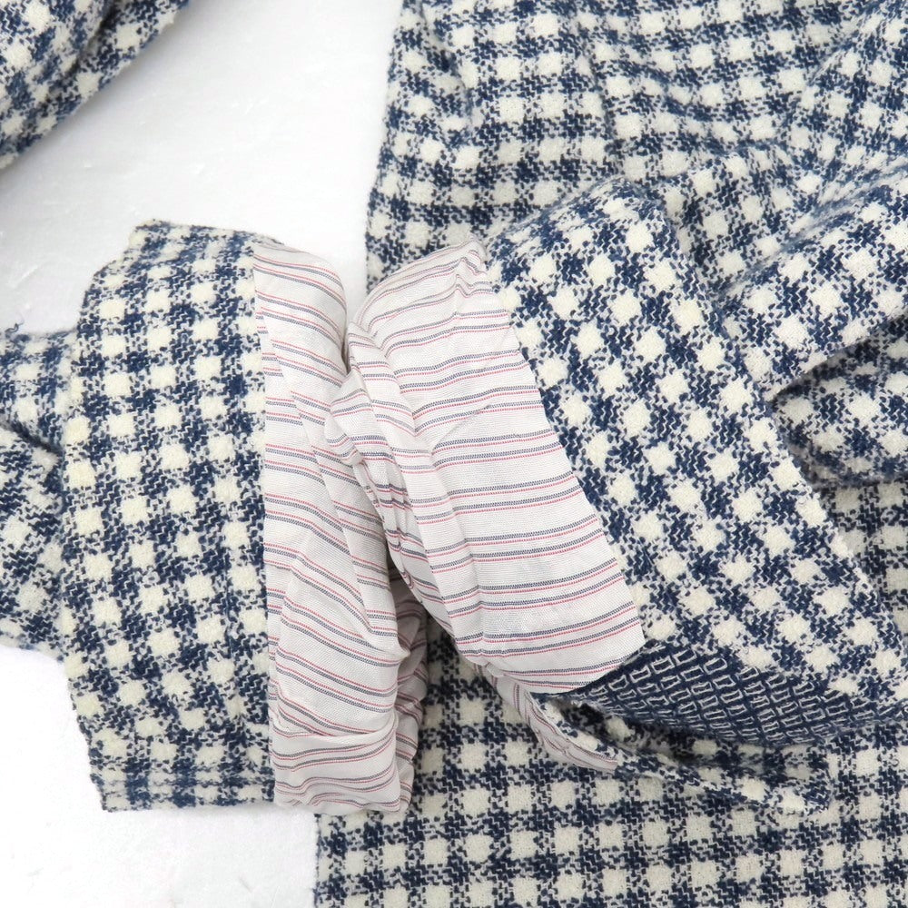 【中古】エルビーエム1911 L.B.M.1911 コットンナイロンリネン チェック 2B カジュアルジャケット ネイビーxホワイト【 46 】【 状態ランクC 】【 メンズ 】