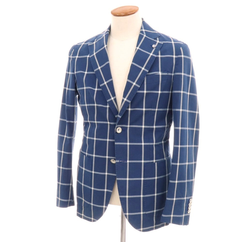 【中古】エルビーエム1911 L.B.M.1911 コットン チェック 2B カジュアルジャケット ライトネイビーxホワイト【 46 】【 状態ランクD 】【 メンズ 】