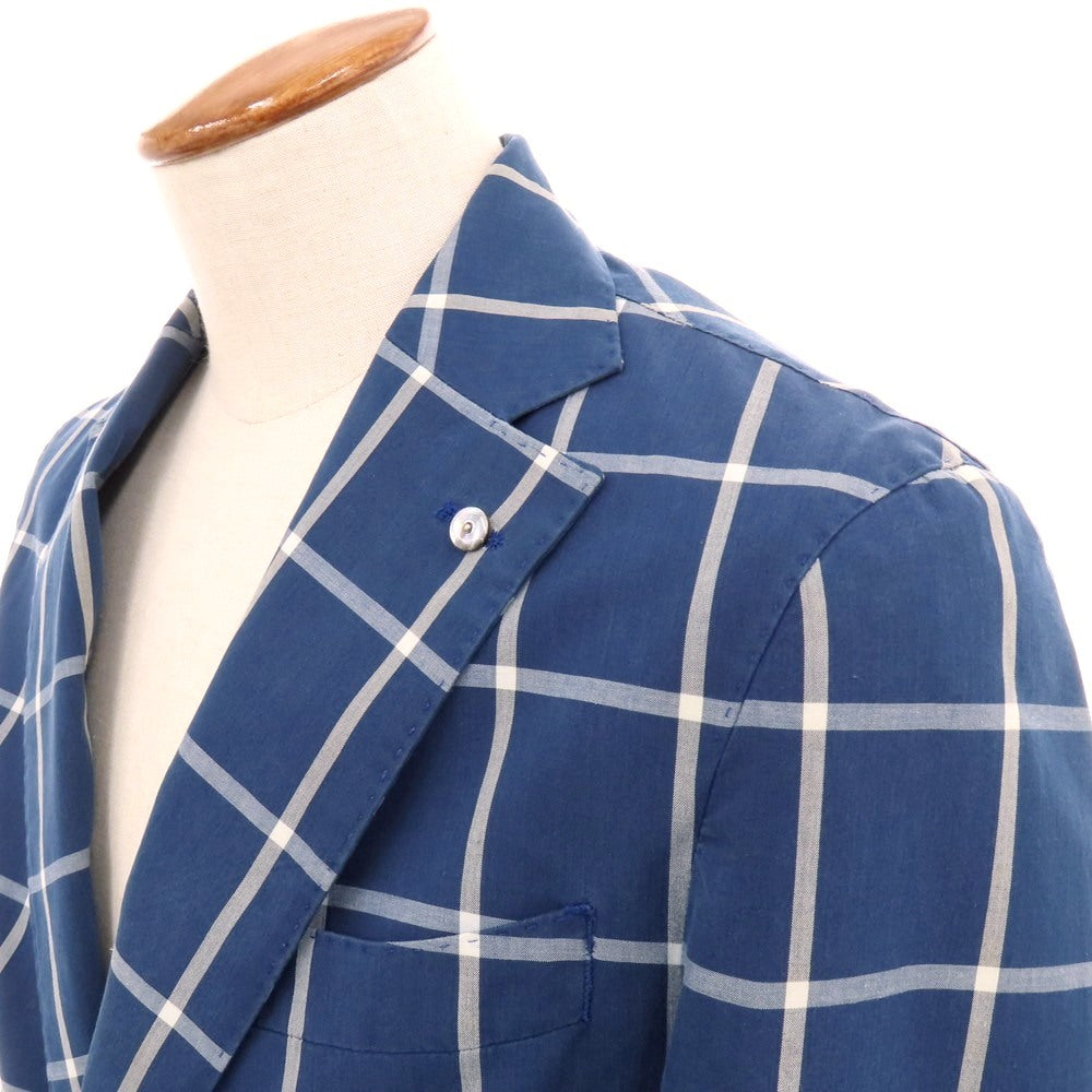 【中古】エルビーエム1911 L.B.M.1911 コットン チェック 2B カジュアルジャケット ライトネイビーxホワイト【 46 】【 状態ランクD 】【 メンズ 】