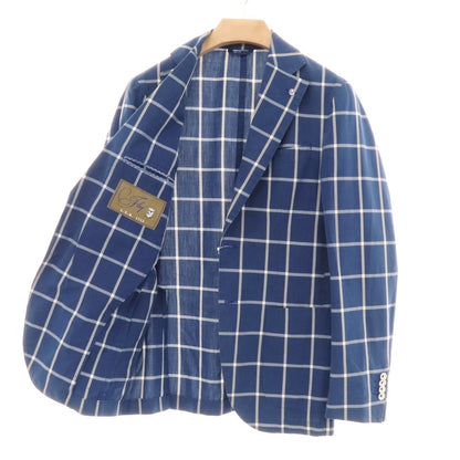 【中古】エルビーエム1911 L.B.M.1911 コットン チェック 2B カジュアルジャケット ライトネイビーxホワイト【 46 】【 状態ランクD 】【 メンズ 】
