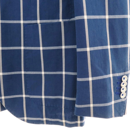 【中古】エルビーエム1911 L.B.M.1911 コットン チェック 2B カジュアルジャケット ライトネイビーxホワイト【 46 】【 状態ランクD 】【 メンズ 】