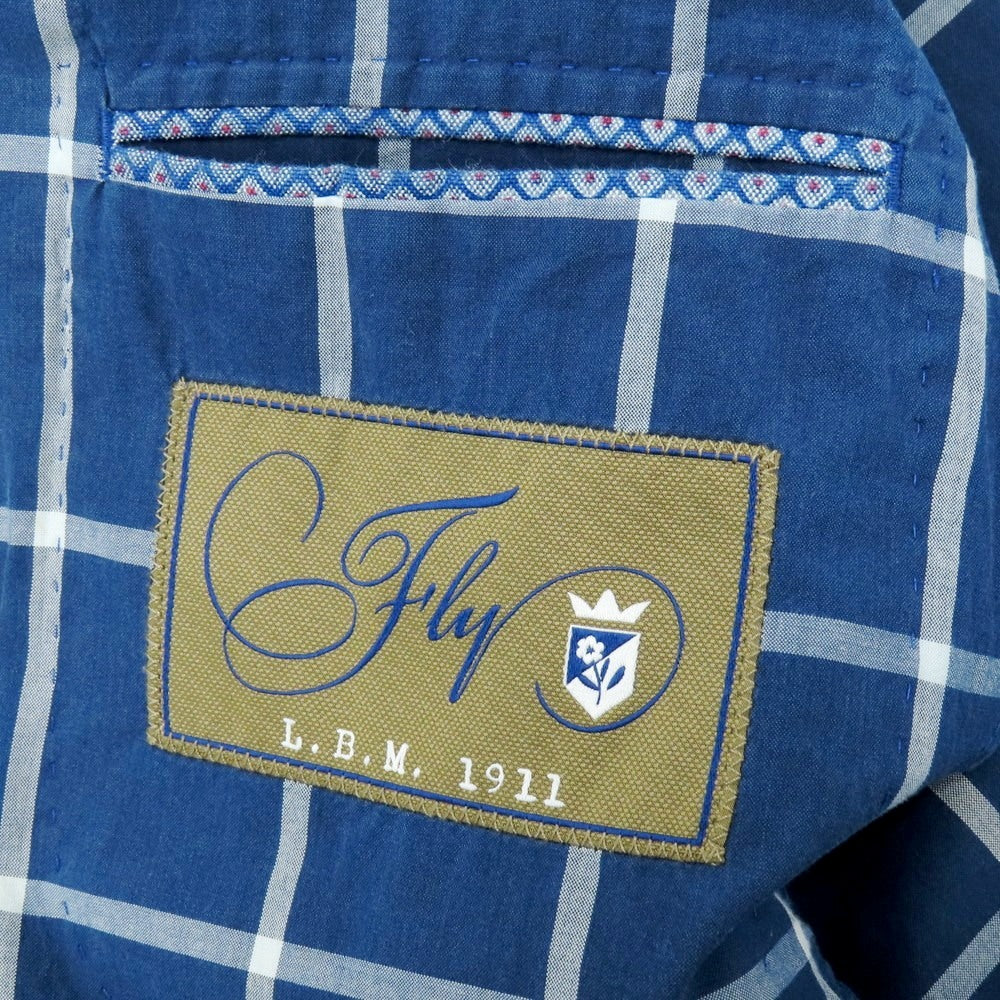 【中古】エルビーエム1911 L.B.M.1911 コットン チェック 2B カジュアルジャケット ライトネイビーxホワイト【 46 】【 状態ランクD 】【 メンズ 】