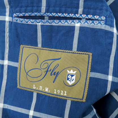 【中古】エルビーエム1911 L.B.M.1911 コットン チェック 2B カジュアルジャケット ライトネイビーxホワイト【 46 】【 状態ランクD 】【 メンズ 】