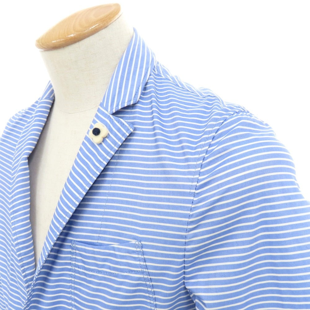 【中古】ラルディーニ LARDINI コットン ボーダー柄 シャツジャケット ブルーxホワイト【 44 】【 状態ランクB 】【 メンズ 】