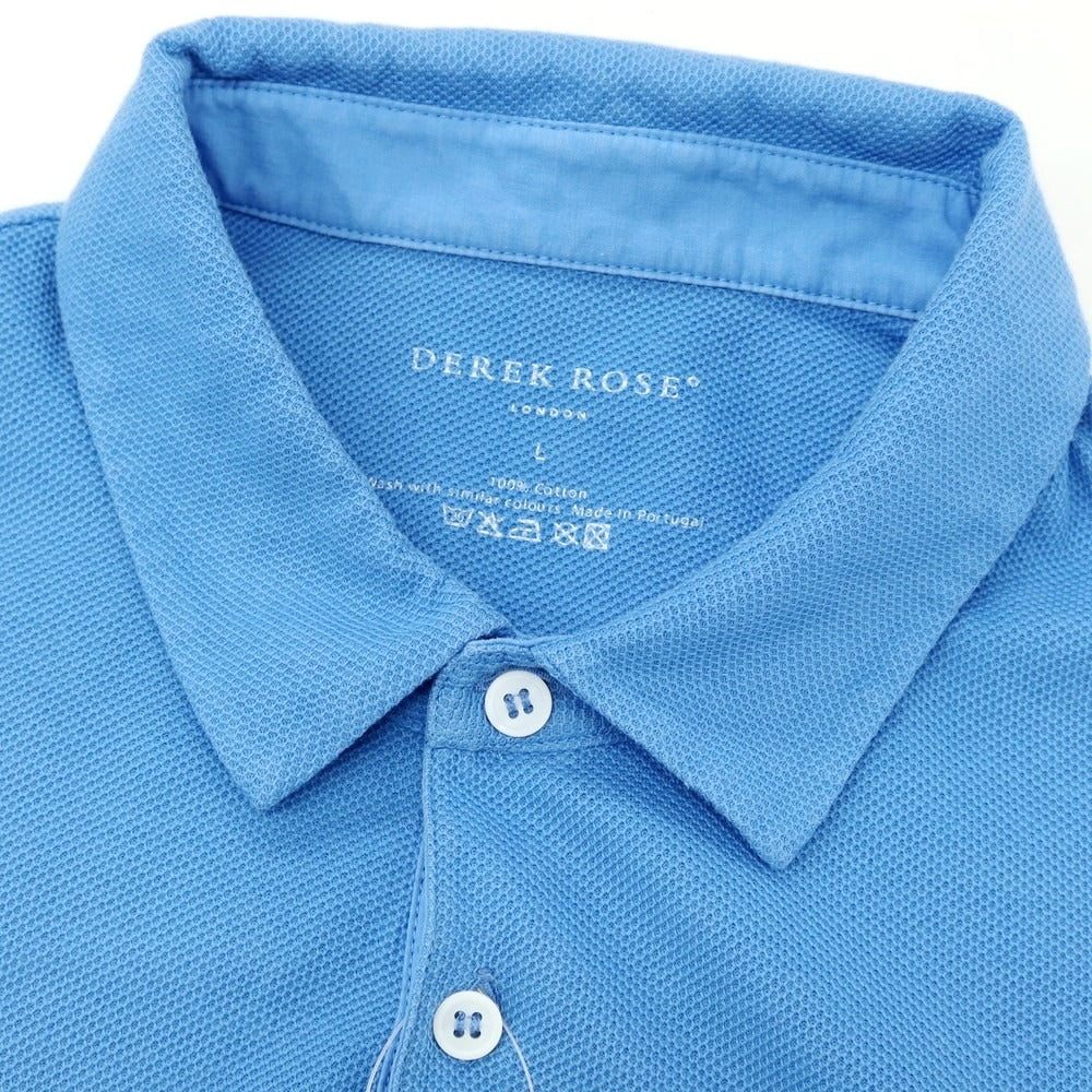 【中古】デレク ローズ Derek Rose コットン 半袖ポロシャツ ブルー【サイズL】【 状態ランクC 】【 メンズ 】 [EPD]