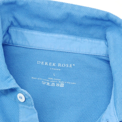 【中古】デレク ローズ Derek Rose コットン 半袖ポロシャツ ブルー【サイズL】【 状態ランクC 】【 メンズ 】 [EPD]