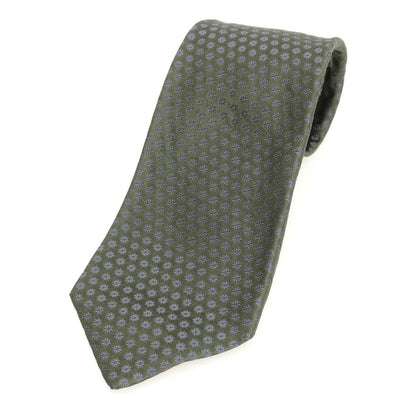 【中古】キートン Kiton クワトロピエゲ シルク 花小紋柄ネクタイ グリーンxグレー【 状態ランクA 】【 メンズ 】