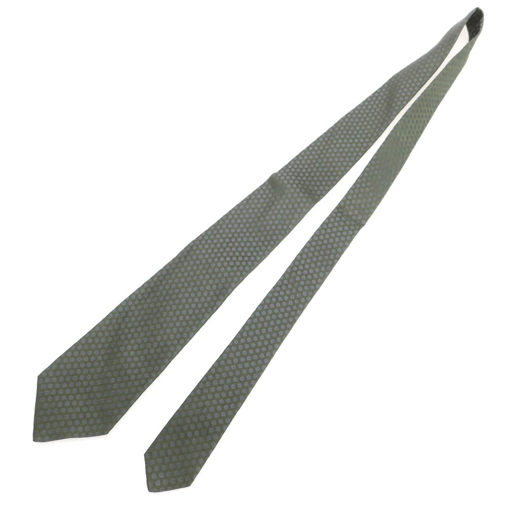 【中古】キートン Kiton クワトロピエゲ シルク 花小紋柄ネクタイ グリーンxグレー【 状態ランクA 】【 メンズ 】