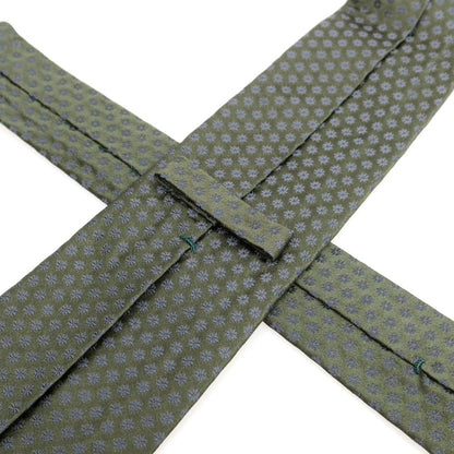 【中古】キートン Kiton クワトロピエゲ シルク 花小紋柄ネクタイ グリーンxグレー【 状態ランクA 】【 メンズ 】