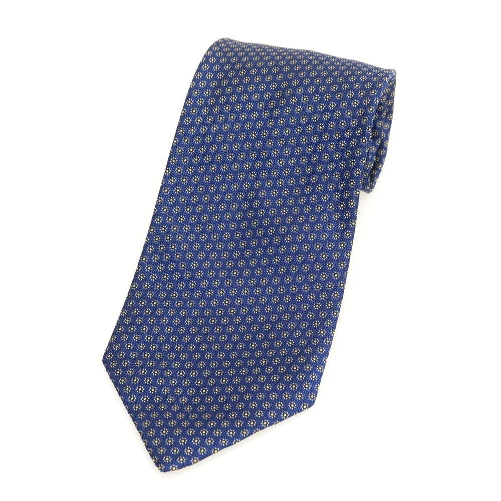 【中古】シャルベ CHARVET シルク 小紋柄ネクタイ ネイビーxブルー×イエローベージュ【 状態ランクA 】【 メンズ 】