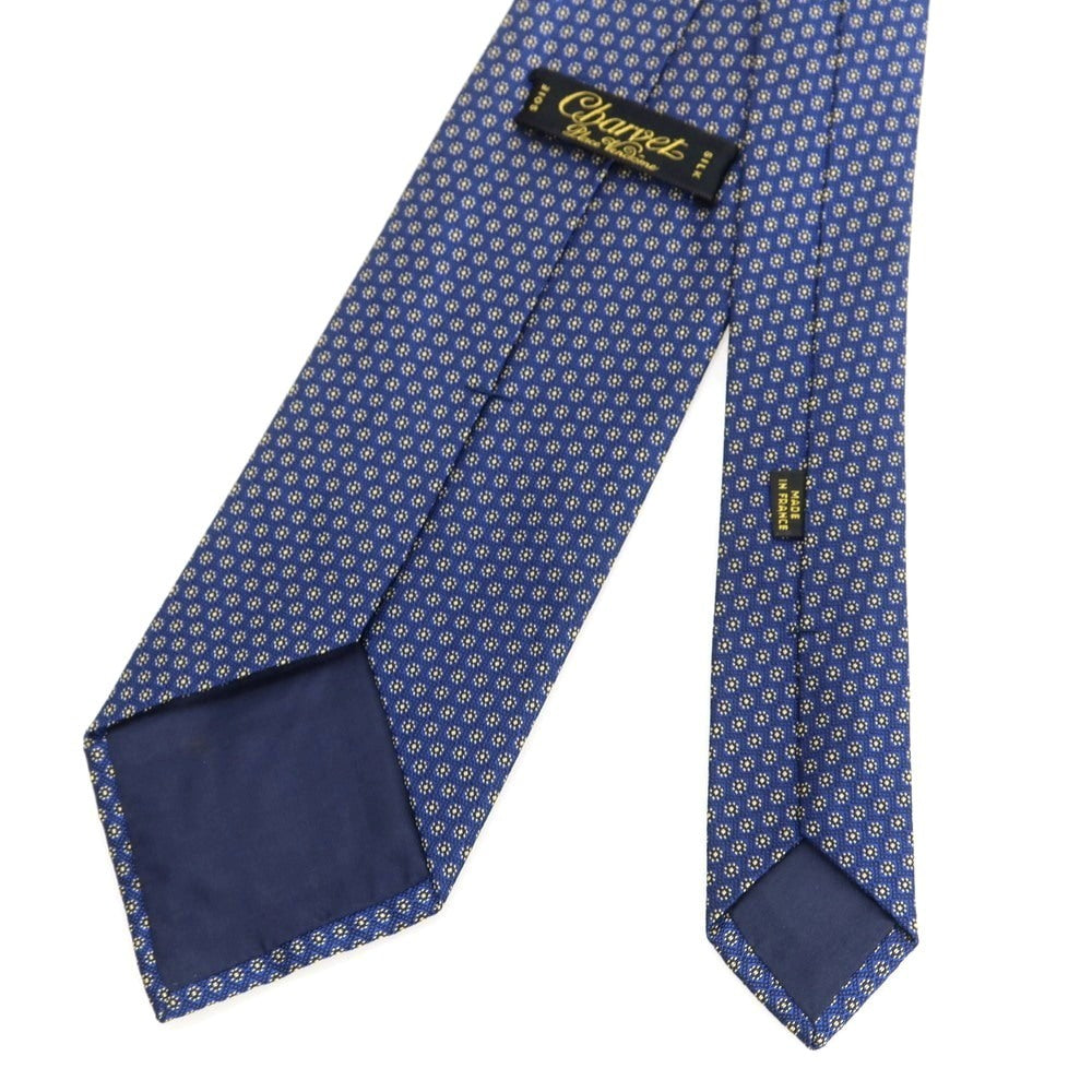 【中古】シャルベ CHARVET シルク 小紋柄ネクタイ ネイビーxブルー×イエローベージュ【 状態ランクA 】【 メンズ 】