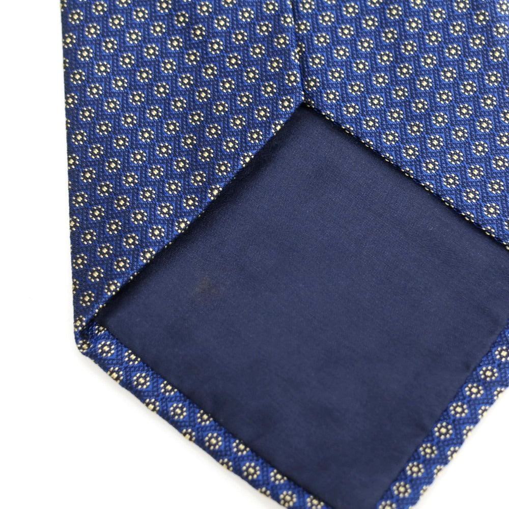 【中古】シャルベ CHARVET シルク 小紋柄ネクタイ ネイビーxブルー×イエローベージュ【 状態ランクA 】【 メンズ 】
