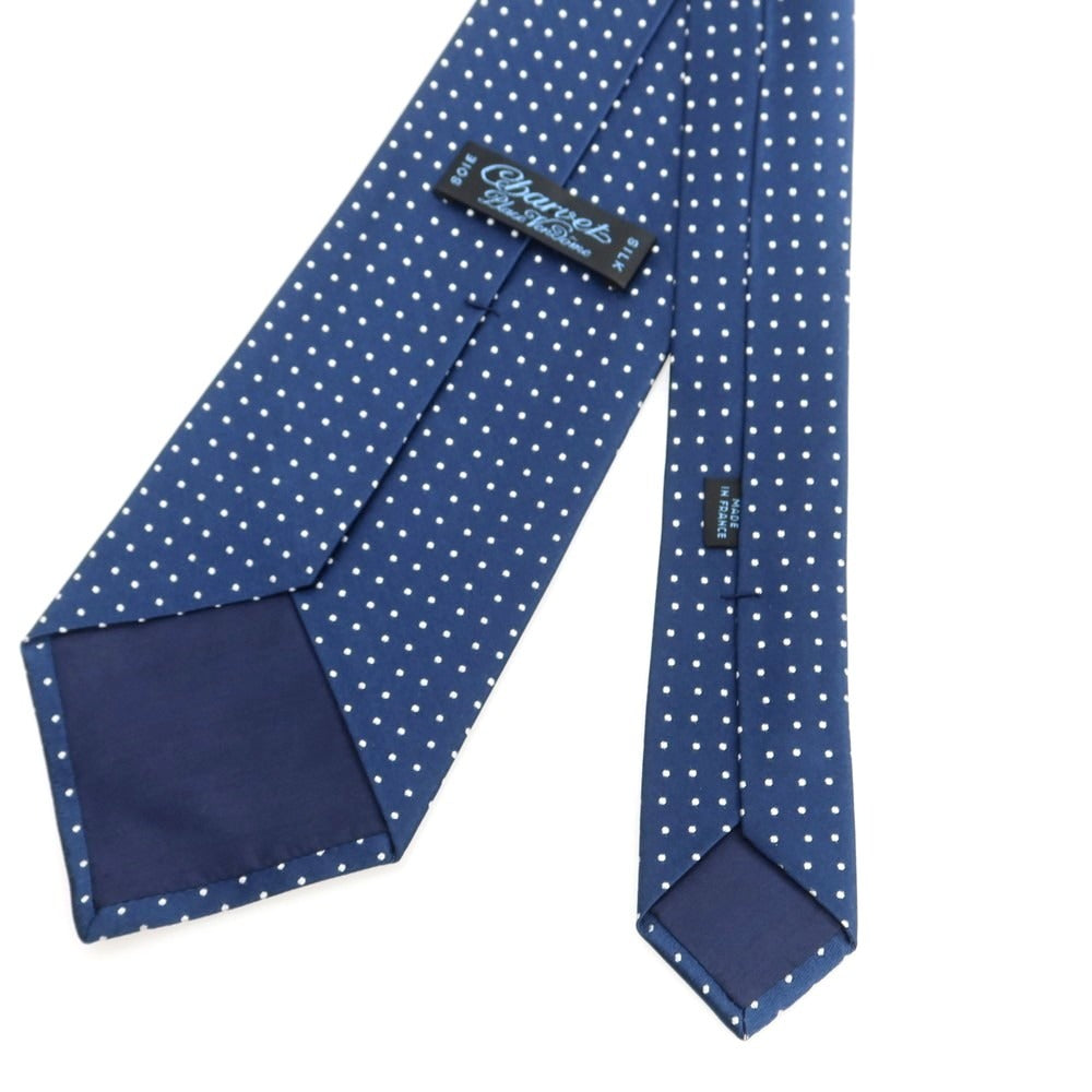 【中古】シャルベ CHARVET シルク ドット柄ネクタイ ネイビーxホワイト【 状態ランクB 】【 メンズ 】