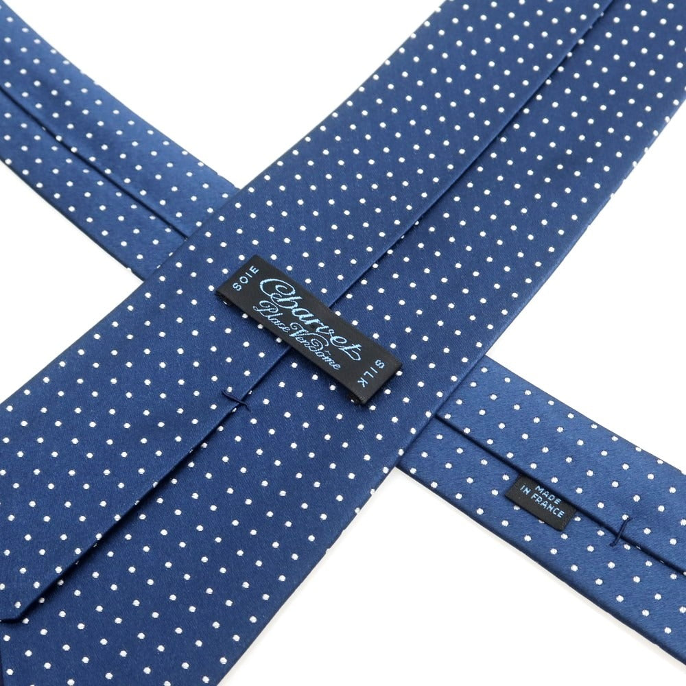【中古】シャルベ CHARVET シルク ドット柄ネクタイ ネイビーxホワイト【 状態ランクB 】【 メンズ 】