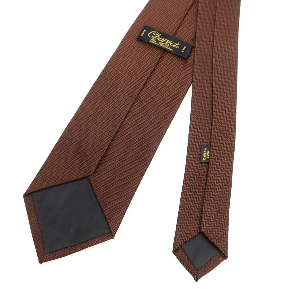 【中古】シャルベ CHARVET シルク 無地ネクタイ ブラウンxブラック【 状態ランクA 】【 メンズ 】