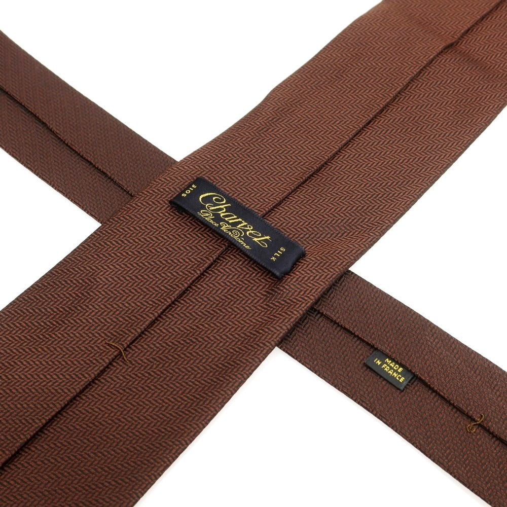 【中古】シャルベ CHARVET シルク 無地ネクタイ ブラウンxブラック【 状態ランクA 】【 メンズ 】
