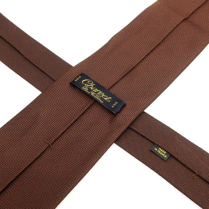 【中古】シャルベ CHARVET シルク 無地ネクタイ ブラウンxブラック【 状態ランクA 】【 メンズ 】