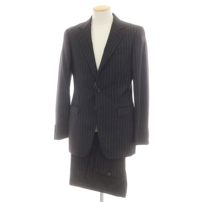 【中古】グッチ GUCCI ウール ストライプ 2つボタンスーツ ブラックxホワイト【 表記なし（S位） 】【 状態ランクB 】【 メンズ 】
