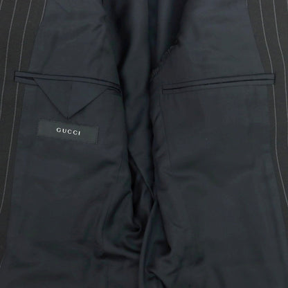 【中古】グッチ GUCCI ウール ストライプ 2つボタンスーツ ブラックxホワイト【 表記なし（S位） 】【 状態ランクB 】【 メンズ 】