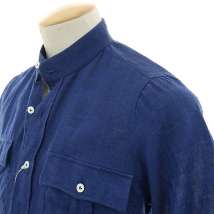 【中古】マリオ ムスカリエッロ Mario Muscariello リネン 半袖シャツ ネイビーブルー【サイズXS】【 状態ランクC 】【 メンズ 】