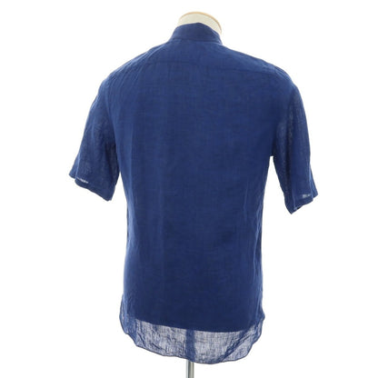 【中古】マリオ ムスカリエッロ Mario Muscariello リネン 半袖シャツ ネイビーブルー【サイズXS】【 状態ランクC 】【 メンズ 】