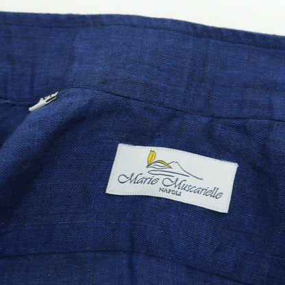 【中古】マリオ ムスカリエッロ Mario Muscariello リネン 半袖シャツ ネイビーブルー【サイズXS】【 状態ランクC 】【 メンズ 】