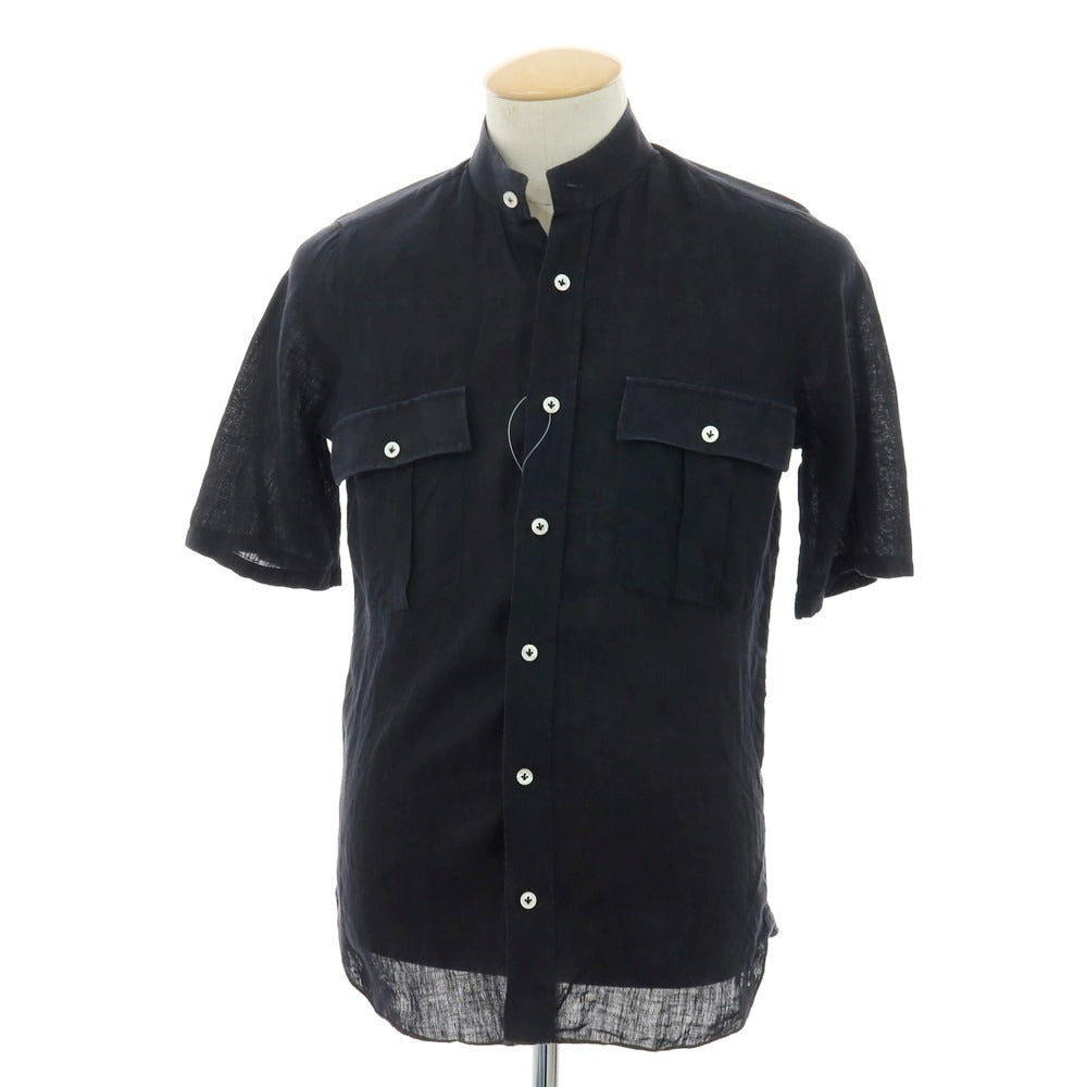 【中古】マリオ ムスカリエッロ Mario Muscariello リネン 半袖シャツ ブラック【サイズXS】【 状態ランクC 】【 メンズ 】