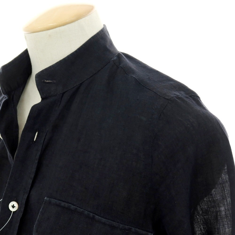 【中古】マリオ ムスカリエッロ Mario Muscariello リネン 半袖シャツ ブラック【サイズXS】【 状態ランクC 】【 メンズ 】