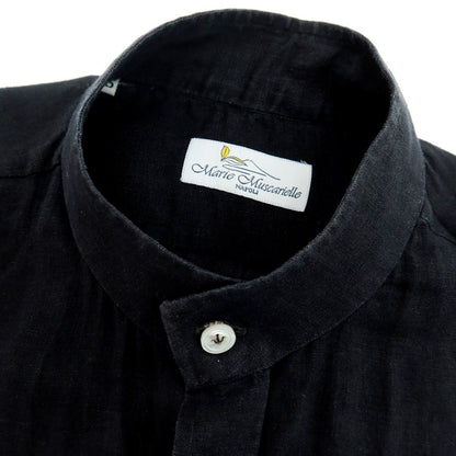 【中古】マリオ ムスカリエッロ Mario Muscariello リネン 半袖シャツ ブラック【サイズXS】【 状態ランクC 】【 メンズ 】