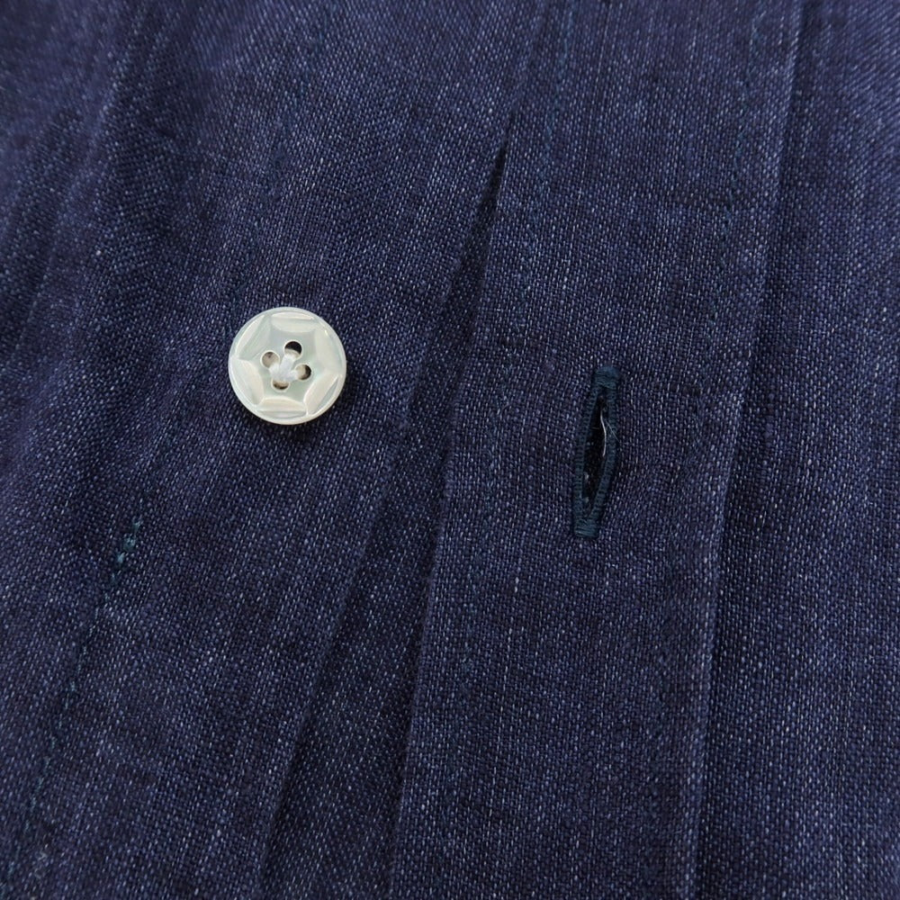 【中古】バルバ ダンディライフ BARBA DANDY LIFE リネン 半袖シャツ ライトネイビー【サイズ37】【 状態ランクC 】【 メンズ 】