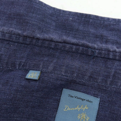 【中古】バルバ ダンディライフ BARBA DANDY LIFE リネン 半袖シャツ ライトネイビー【サイズ37】【 状態ランクC 】【 メンズ 】