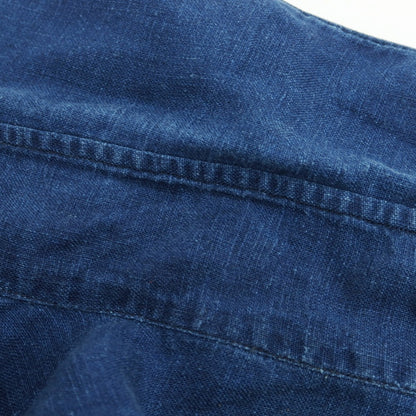 【中古】フィナモレ Finamore リネン カジュアルシャツ ブルーネイビー【サイズ37】【 状態ランクC 】【 メンズ 】